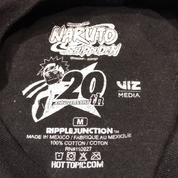 Naruto Shippuden 20th Anniversary graphic T shirt size Medium black with orange - Picture 8 of 10